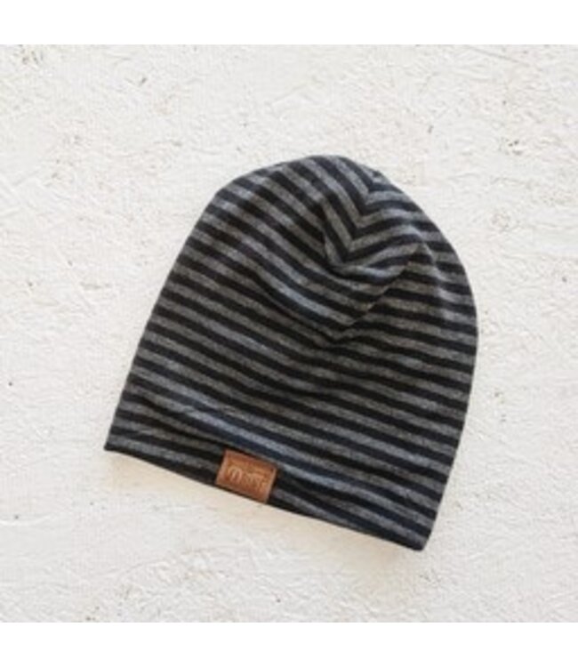 LOU MARINE TUQUE BAMBEANIE - LIGNÉ NOIR ET CHARCOAL