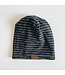 LOU MARINE TUQUE BAMBEANIE - LIGNÉ NOIR ET CHARCOAL