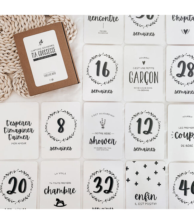 LE PETIT TABLEAU NOIR CARTONS SOUVENIRS GROSSESSE - FEUILLAGE