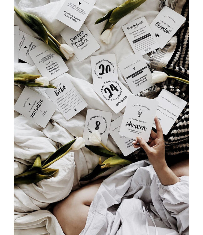 LE PETIT TABLEAU NOIR CARTONS SOUVENIRS GROSSESSE - FEUILLAGE