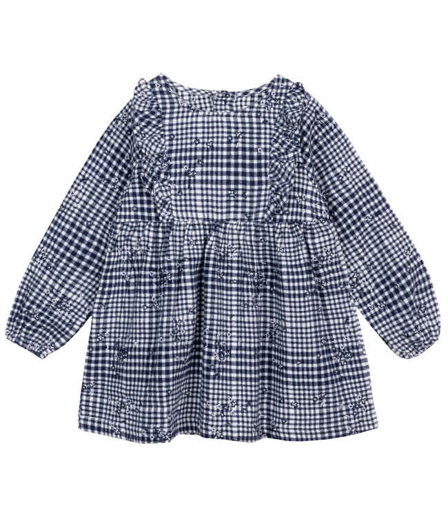 MILES THE LABEL ROBE POLAR À CARREAUX BLANC ET BLEU MARINE