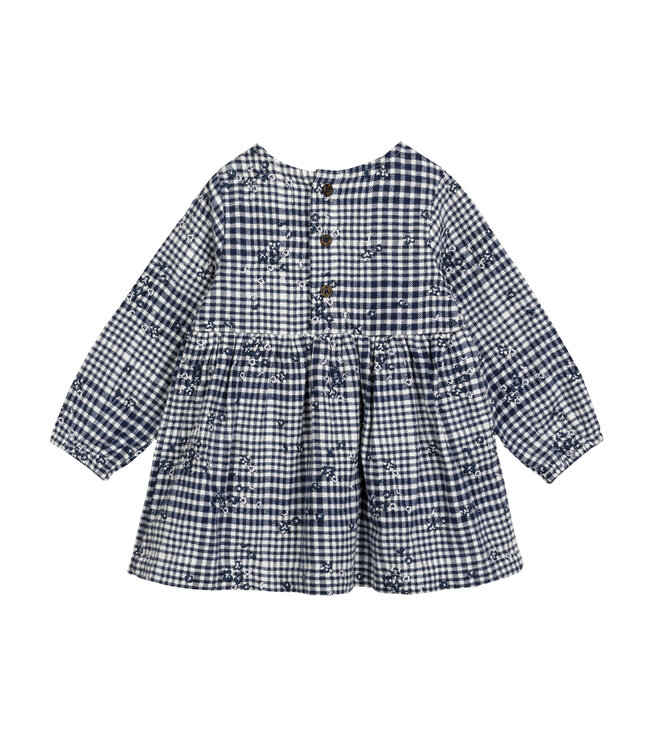 MILES THE LABEL ROBE POLAR À CARREAUX BLANC ET BLEU MARINE