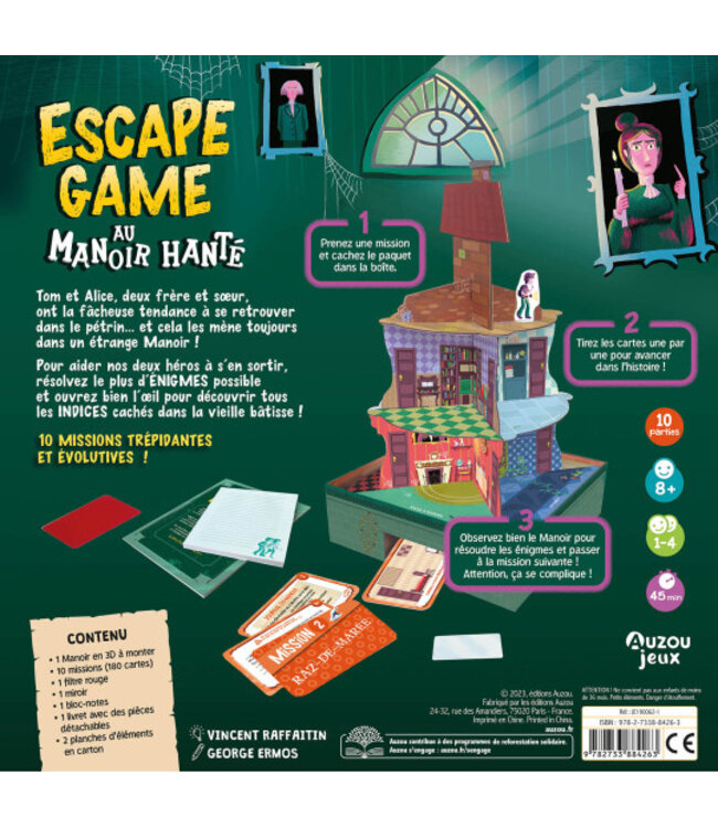 AUZOU JEU DE SOCIÉTÉ GAME - MANOIR HANTÉ