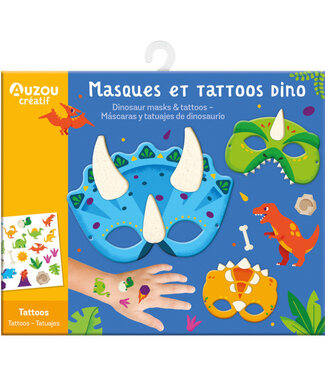 AUZOU POCHETTE CRÉATION - MASQUES ET TATTOOS DINO