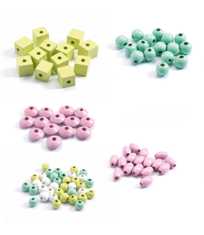 DJECO PERLES EN BOIS - FEUILLES ET FLEURS