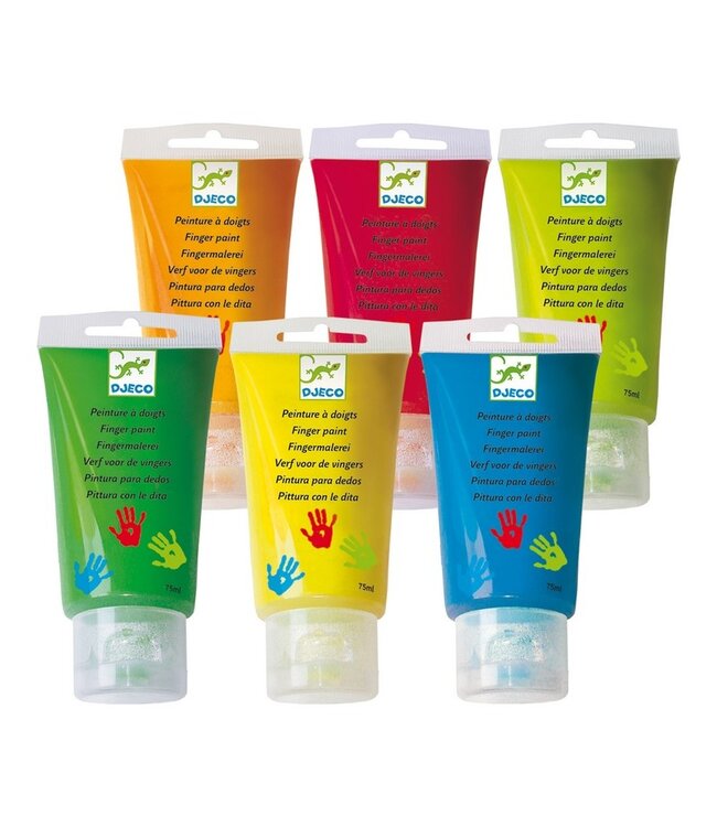 DJECO ENS. DE 6 TUBES DE PEINTURE À DOIGTS  - CLASSIQUE