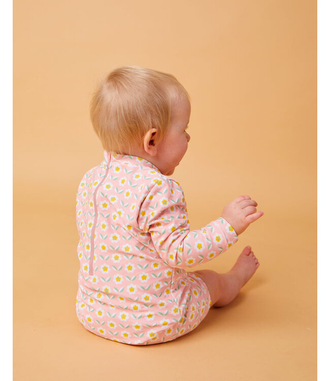 NANA THE BRAND COMBINAISON DE BAIN MANCHES LONGUES - FLEURS ROSES