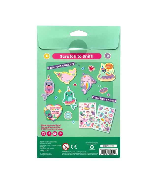 OOLY AUTOCOLLANTS PARFUMÉS - NOM NOM NARWHALS