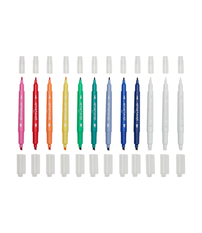 OOLY ENS. DE 12 MARQUEURS À DOUBLE EXTREMITÉ STAMP-A-DOODLE