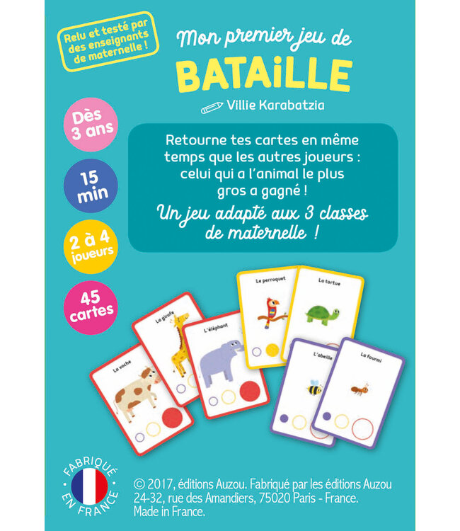 AUZOU JEU DE CARTES - MON PREMIER JEU DE BATAILLE : ANIMAUX DU MONDE
