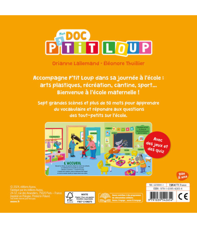 AUZOU LIVRE - MON DOC P'TIT LOUP À L'ÉCOLE