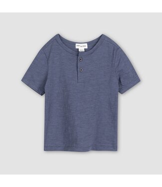 MILES THE LABEL T-SHIRT HENLEY JERSEY - DUSTY BLUE