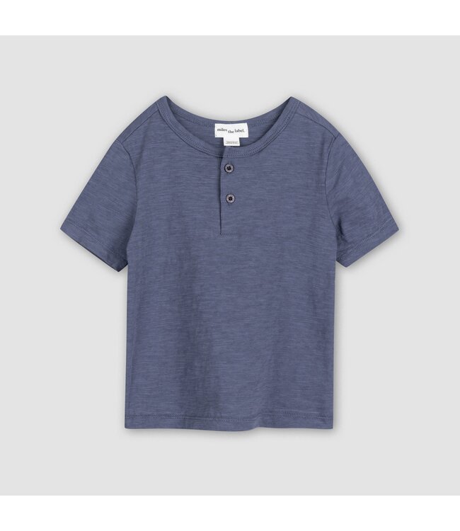 MILES THE LABEL T-SHIRT HENLEY JERSEY - DUSTY BLUE