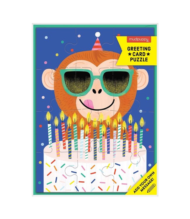 CARTE DE SOUHAITS CASSE-TÊTE - MONKEY CAKE