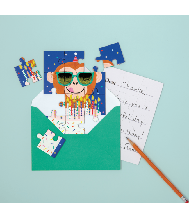 CARTE DE SOUHAITS CASSE-TÊTE - MONKEY CAKE