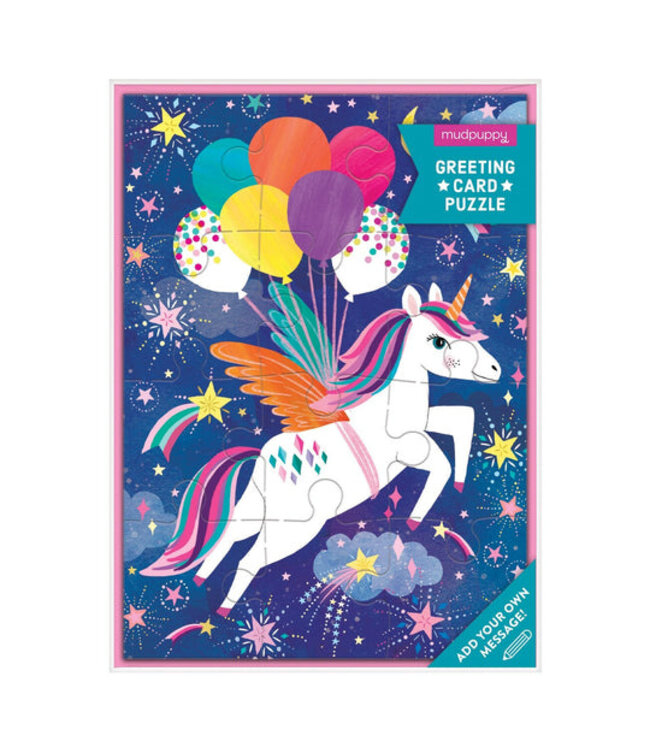 CARTE DE FÊTE PUZZLE - UNICORN PARTY