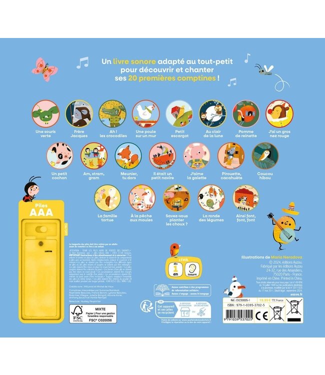 AUZOU LIVRE À ÉCOUTER - MES PREMIÈRES COMPTINES