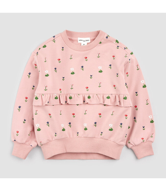 MILES THE LABEL CREWNECK FLEURS - ROSE