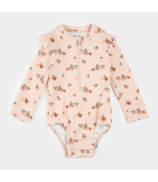 PETIT LEM MAILLOT DE BAIN À MANCHES LONGUES - CRÈME ORANGES