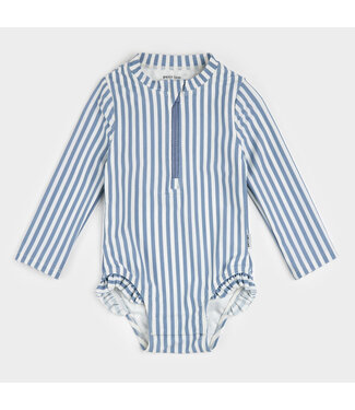 PETIT LEM MAILLOT DE BAIN À MANCHES LONGUES - RAYURES BLEUES