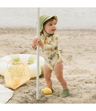 PETIT LEM MAILLOT DE BAIN À MANCHES LONGUES - CRÈME À IMPRIMÉ D'AGRUMES