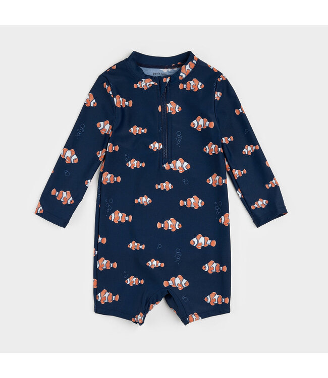 PETIT LEM COMBINAISON DE BAIN - BLEU MARINE À IMPRIMÉS POISSONS CLOWNS