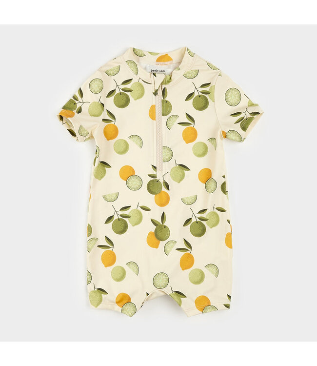 PETIT LEM COMBINAISON DE BAIN - CRÈME À IMPRIMÉS AGRUMES