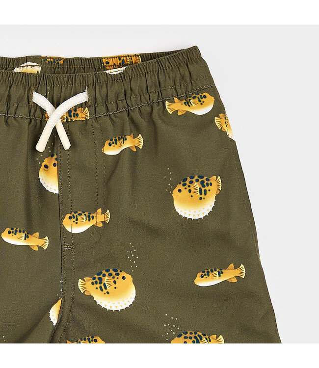 PETIT LEM SHORT DE BAIN - VERT À IMPRIMÉS POISSONS-GLOBES