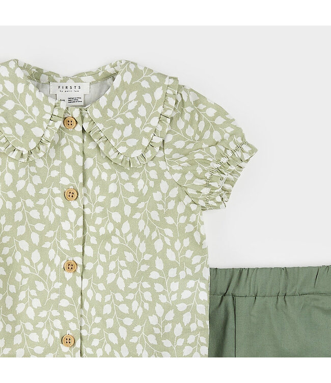 PETIT LEM ENSEMBLE 2 MCX FEUILLES DE SAUGE - VERT