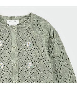 PETIT LEM CARDIGAN POINTELLE - VERT