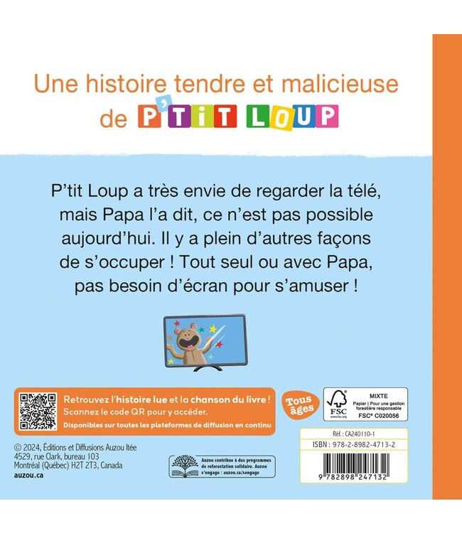 AUZOU LIVRE - P'TIT LOUP PASSE UNE JOURNÉE SANS ÉCRAN