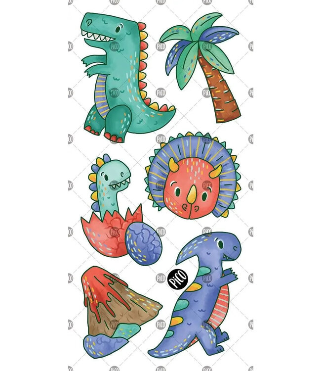 PiCO TATOO TATOUAGES TEMPORAIRES - LE TYRANNOSAURE ET SES AMIS