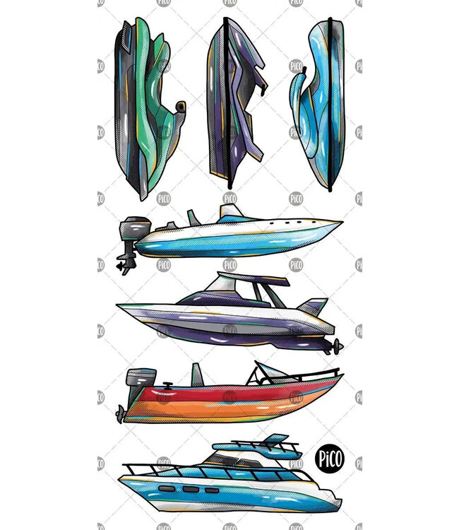PiCO TATOO TATOUAGES TEMPORAIRES - LES BATEAUX ET LES MOTOMARINES