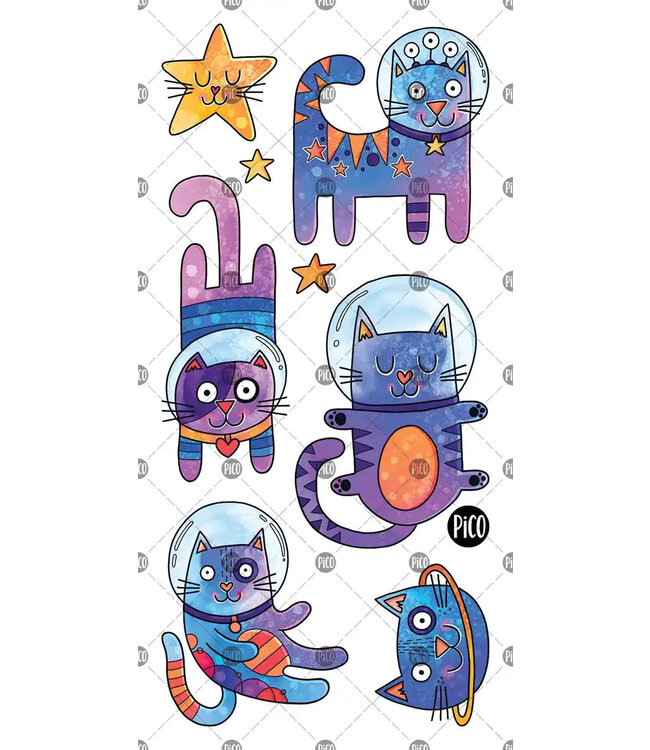 PiCO TATOO TATOUAGES TEMPORAIRES - LES CHATS DE L'ESPACE