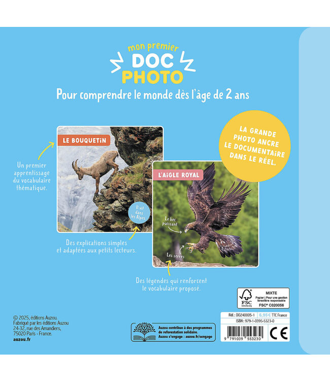 AUZOU LIVRE - LES ANIMAUX DE LA MONTAGNE