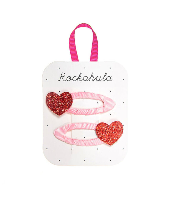 ROCKAHULA ENS.2 BARETTES - LOVE HEART GLITTER