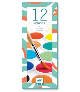 DJECO 12 PASTILLES DE GOUACHE - CLASSIQUE