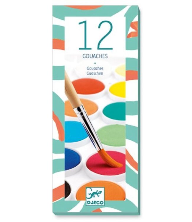 DJECO 12 PASTILLES DE GOUACHE - CLASSIQUE