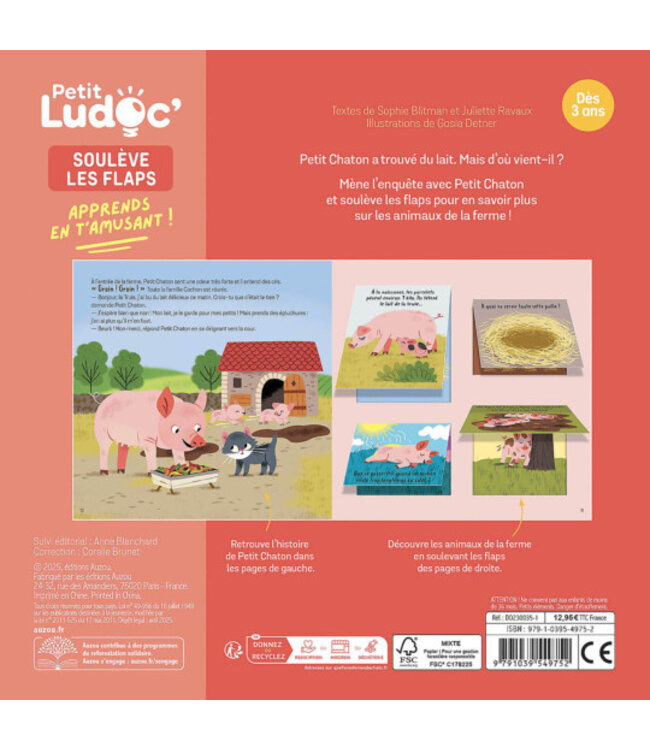 AUZOU LIVRE PETIT LUDOC - LES ANIMAUX DE LA FERME