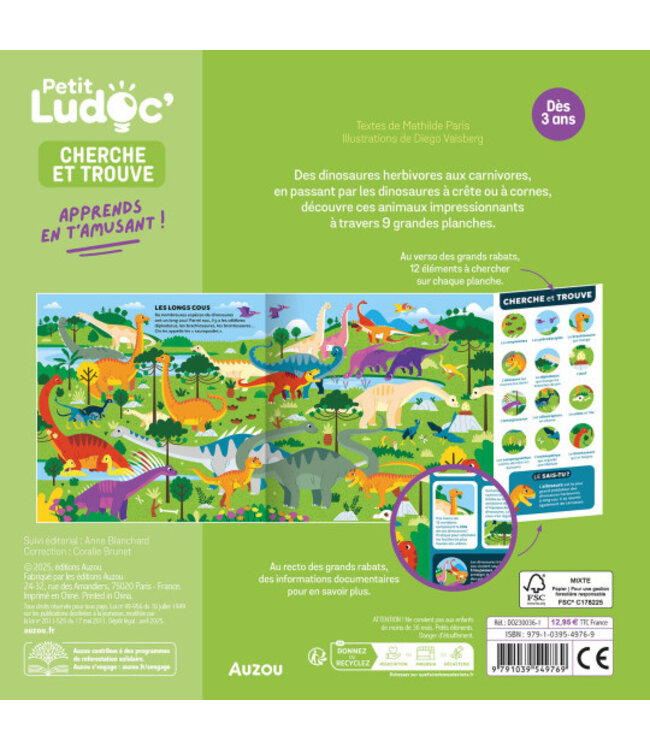 AUZOU CHERCHE ET TROUVE PETIT LUDOC - LES DINOSAURES