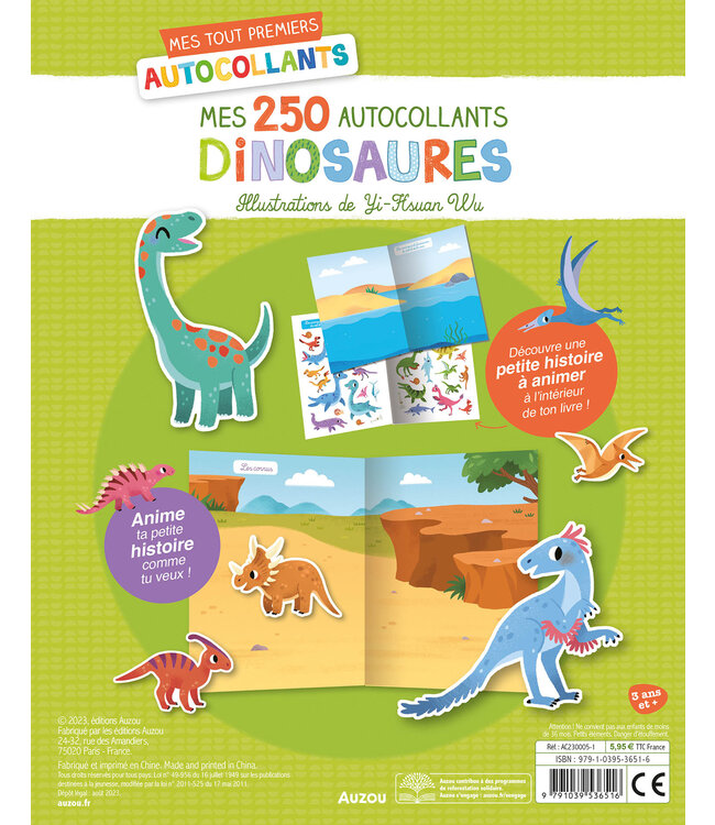 AUZOU MES 250 AUTOCOLLANTS - DINOSAURES