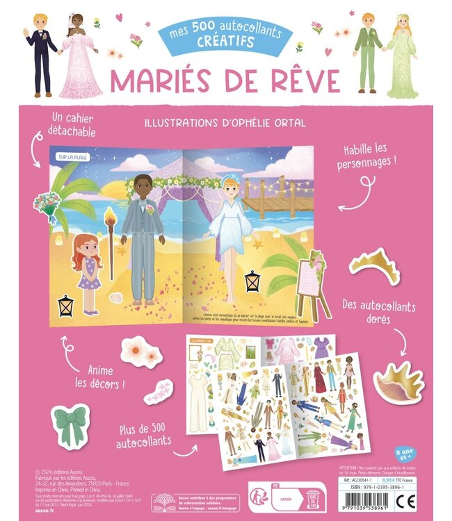 AUZOU MES 500 AUTOCOLLANTS - MARIAGE DE RÊVE