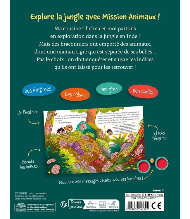 AUZOU LIVRE - MON ROMAN ÉNIGME: MISSION ANIMAUX