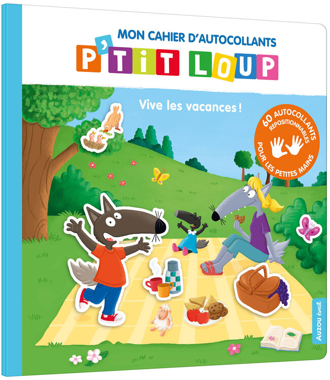 AUZOU CAHIER D'AUTOCOLLANTS P'TIT LOUP - VIVE LES VACANCES