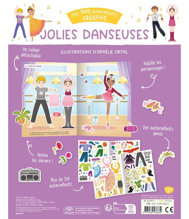 AUZOU MES 500 AUTOCOLLANTS CRÉATIFS - JOLIES DANSEUSES