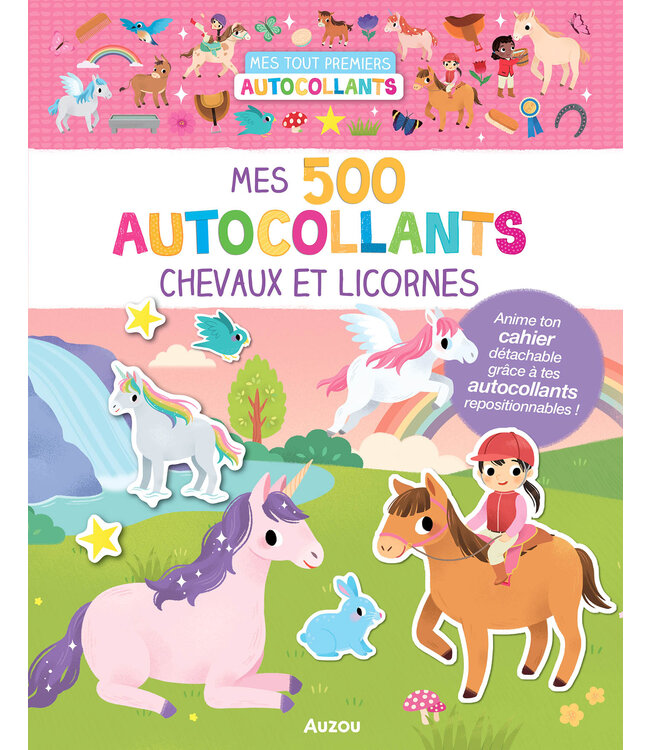 AUZOU MES 500 AUTOCOLLANTS - CHEVAUX ET LICORNES