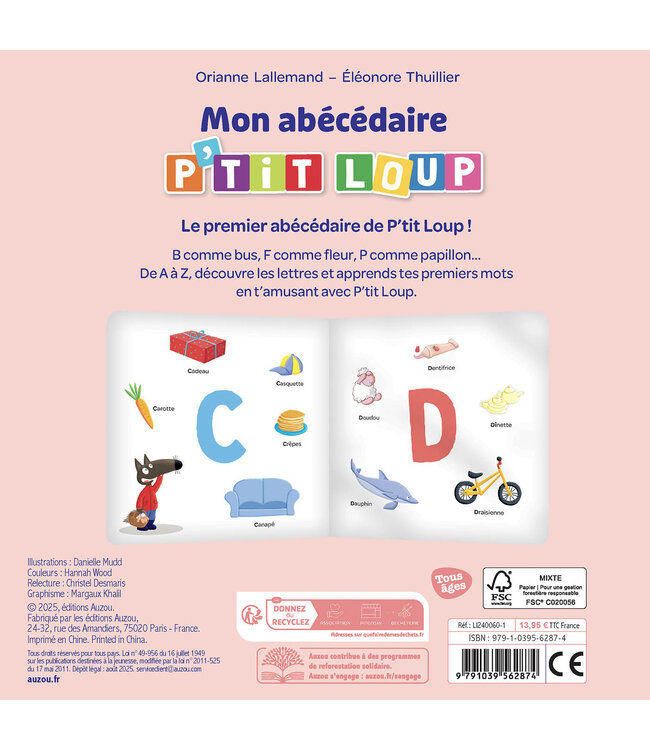 AUZOU LIVRE - MON ABÉCÉDAIRE P'TIT LOUP