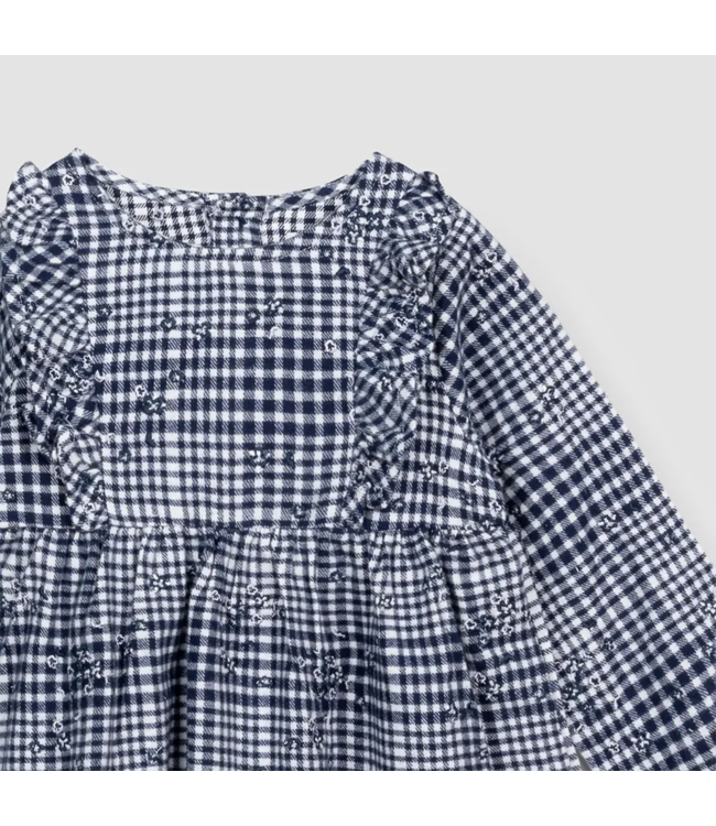 MILES THE LABEL ROBE POLAR À CARREAUX BLANC ET BLEU MARINE