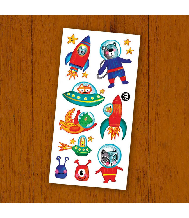 PiCO TATOO TATOUAGES TEMPORAIRES - LES ANIMAUX ASTRONAUTES