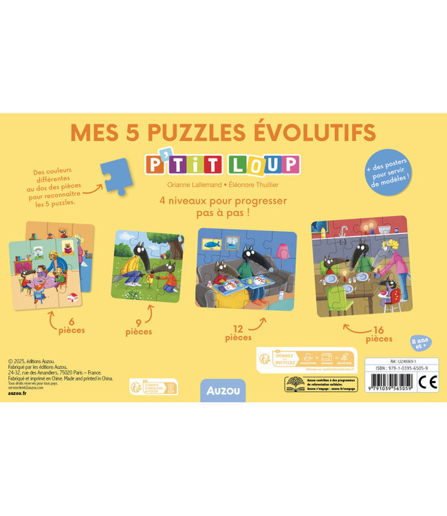 AUZOU MES 5 PUZZLES EVOLUTIFS - P'TIT LOUP